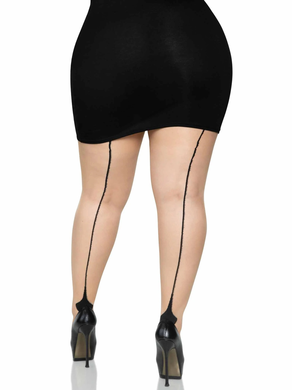 Leg Avenue - Nyx Sheer Cuban Heel Tights - NUDE/BLACK